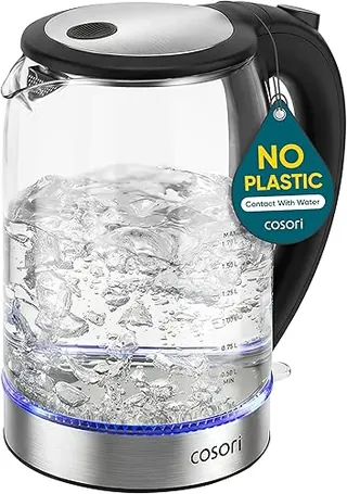 Cosori Electric Kettle, No Plastic Contact With Water, Wide Mouth For Easy Cleaning, Auto Shut Off, 1.7L Tea Kettle & Hot Water Boiler, Water Heater &