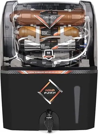 Kinsco Aqua Punch 15 Litre Copper + RO + UV + UF + TDS Adjuster Pure Copper Water Purifier Dispenser Machine, Black (With Free Pre Filter)