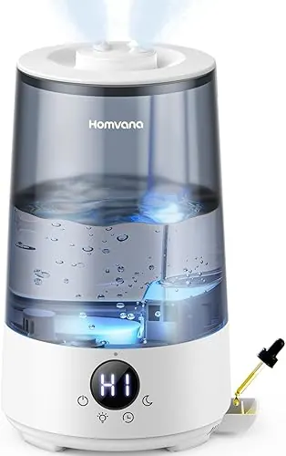 Homvana Humidifiers for Bedroom Home, 3.6 L Cool Mist Top-Fill 34H Super Long Time, Quiet 23dB, Baby Humidifier, Oil Diffuser for Large Room, House, P