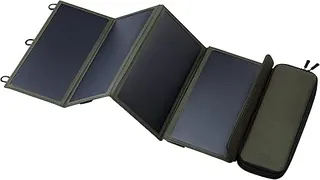ELECOM NESTOUT Portable Solar Panel, Dual USB-A Ports, 28W Power Generation Charger for Phone Camping, Durable Water-Resistant Ripstop Nylon, Foldable