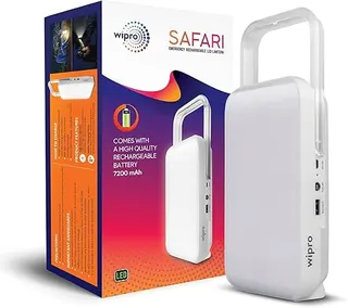 wipro Safari Emergency Rechargeable Led Lantern with 7200 Mah Battery | 122 Individual Led Lights | Brightness Control Feature | in- Built Mobile Char