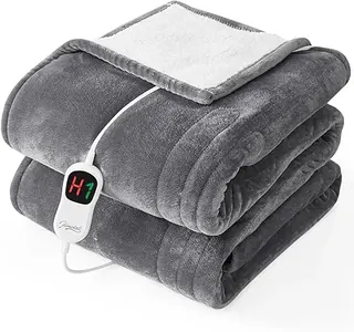 Homemate Electric Heated Blanket Twin - 62"x84" Heating Bed Blankets Throw with 10 Heating Levels 8 Hours Auto Off Fast Heating Over-Heated Protection
