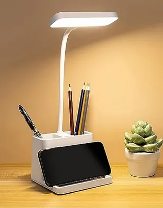 SaleOn Rechargeable Stable Desk Lamp with USB Cable | 3 Color Modes | 6 Month Warranty | Mobile Holder | Eye Protection | Study & Reading Table Lamp |