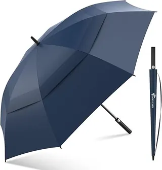 60inch Double Layer Big Umbrella for Men, Auto Open with Windproof Technology, Waterproof, and Extra Wind Resistance - Ideal for 3-4 People