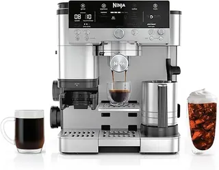 Ninja Luxe Café Premier 3-in-1 Espresso Machine, Drip Coffee, & Rapid Cold Brew | Built-in Coffee Grinder, Hands-Free Milk Frother, Assisted Tamper fo