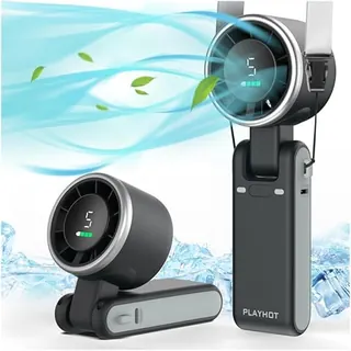 PlayHot Portable Handheld Turbo Fan, 5 Gear Wind, USB-C Rechargeable Fan, Up to 12 Working Hours, 3 IN 1 Hand Fans with Air Turbo Tech Cooling Fan for