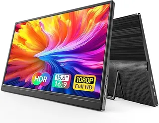 WGK 15.6 inch Portable Monitor 1080P FHD Travel Display HDMI/USB-C Compatible with Laptops, Desktops, Phones, PS, Mac, Xbox, Switch, and Other Gaming