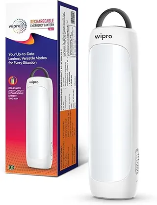 wipro EL2 Rechargable Emergency Lantern with 2-in-1 Lighting Mode|Translucent Diffuser for Uniform Light|Compact Design|Robust & Sturdy Product Materi