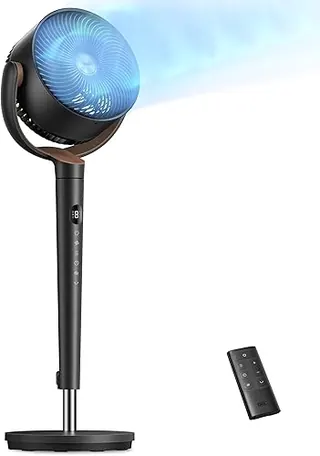 DREO Fan for Bedroom, 120° Oscillating Standing Fan, Quiet Floor Fan with DC Motor, Pedestal Fan for Room, 9 Speeds, 4 modes, 20dB, 120° Manual Vertic