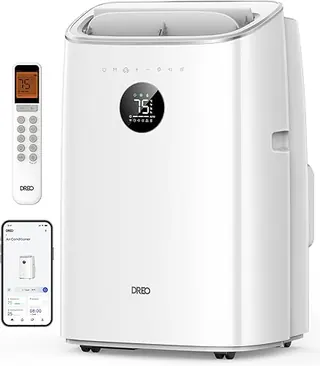 DREO Portable Air Conditioner 318S, 8000 BTU ASHRAE (5000 BTU DOE) Smart AC Unit for Bedroom with Drainage-free Cooling, Fan&Dehumidifier 3 in 1, APP/