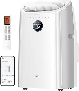 DREO Portable Air Conditioner 515S, 12000 BTU ASHRAE (8000 BTU DOE) Smart AC Unit for Bedroom with Drainage-free Cooling, Fan&Dehumidifier 3 in 1, APP