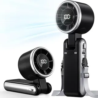 Portable Handheld Turbo Fan - 5 Gear High Speed 4000mAh Rechargeable Mini Personal Hand Fan Blow Cold Air, Battery Operated Travel Essentials, Beach V