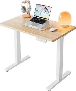 HUANUO 32" Small Electric Standing Desk Adjustable Height, 4 Memory Height Settings, Sit Stand Up Desk for Home Office & Computer Workstation, LightWa
