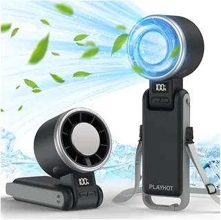 PlayHot Portable Handheld Turbo Fan with Ice Cooling, Rechargeable Personal Fan, Up tp 12Hrs Cooling, 5 Speed 25550RPM Powerful Portable Fan for Trave