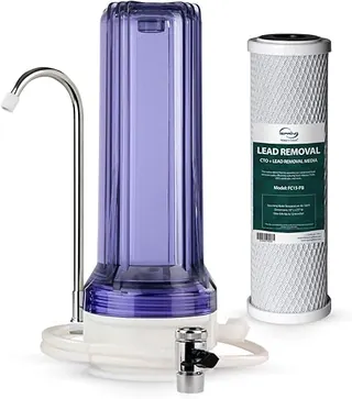 iSpring CKC1C-PB 2.5" x 10" Countertop Water Filter, SGS-Tested, Reduces Lead, Chlorine, Odors. THMs, 7000 Gallons, Up to 12 Months, Easy Installation