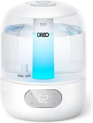 DREO Humidifiers for Bedroom, 3L Top Fill 30H & 26dB Quiet Runtime for Large Room, Cool Mist Ultrasonic Humidifier with Humidity Sensor, Night Light f