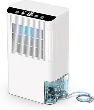 Dehumidifiers for Home, 2000 Sq.Ft Small Dehumidifier with 3.3ft Drain Hose, 2.5L Tank, Timer Sleep Mode, Portable Dehumidifier for Basement, Bedroom,