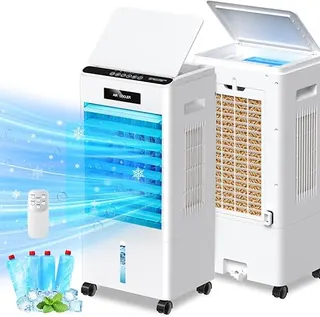 Pekfxm Portable Air Conditioners, 3-in-1 AC Cooling Fan 3 modes 3-Speed with Remote Control & 4 Ice Boxes, Evaporative Air Cooler with 8L Tank 20H Coo