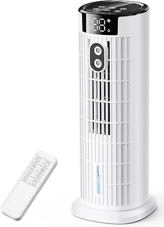 Portable Air Conditioners,2026 Upgraded DC Motor, 25ft/s High Velocity,1000ML Tower Fan with Remote,3 Wind Speeds&Turbo Mode,2 Mist,10H Timer,90° Osci