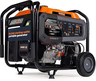 Generac 12,500 Starting Watt Tri-Fuel Portable Generator, Electric Start, Gas Propane Natural Gas, COsense Carbon Monoxide Detection, 9.5 Hour Runtime