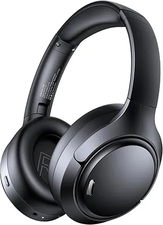 Hybrid Active Noise Cancelling Headphones 120H Long Playtime, 6 ENC Mic, Wireless Over-Ear Bluetooth 6.0 Headphones, Hi-Res Audio, Memory Foam Earcup,