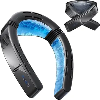 TORRAS Cyber Neck Air Conditioner, Adjustable Strong Wind Neck Cooler for Neck & Face, Rechargeable Portable for Travel Outdoor, Charcoal Black